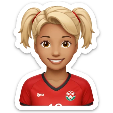 woman soccer player with red jersey sticker