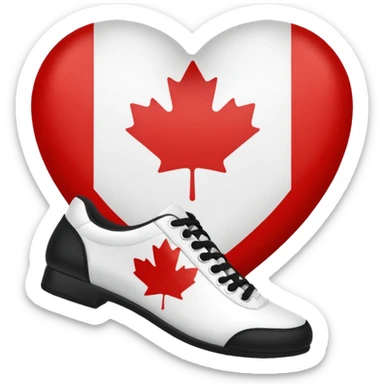 Canada flag heart, name "shoe freaks" in the middle, black lettering font sticker