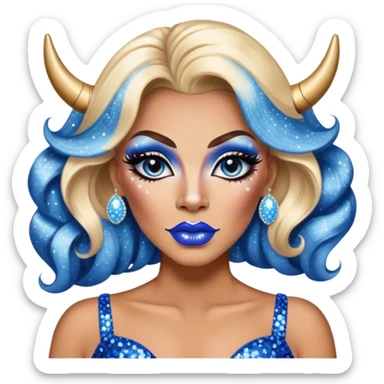 cowboy cow print blue drag queen glitter sparkles babe girl makeup diva brat sticker