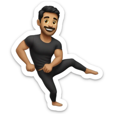 Hombre de tes morena y pelo de color negro haciendo flexiones de brazos sticker