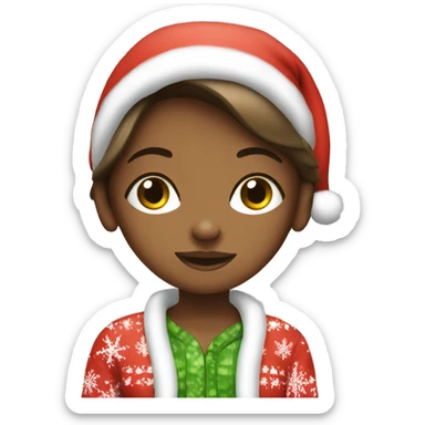 Girl with cucumber in Christmas pjs sticker
