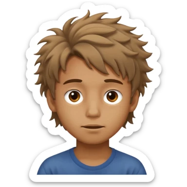 Un niño con forma de cara un poco estirada piel un poco morena y hombre sticker