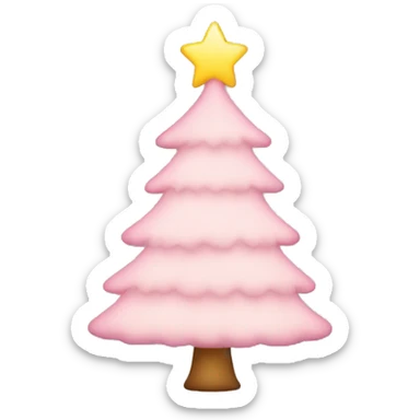 pastel pink christmas tree with lights sticker