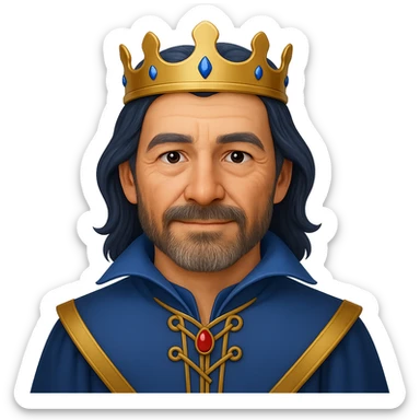 Make the prince look older with mature facial features in the style of emoji. Keep the background transparent. sticker