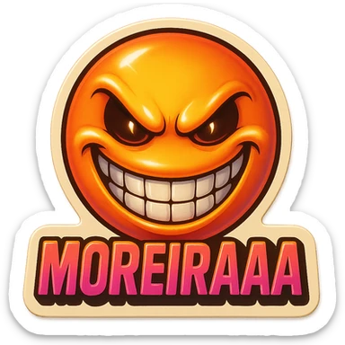 grin EVIL LOOk , Make it say "MOREIRAAA"" sticker