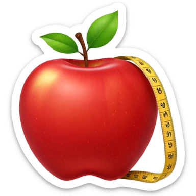 apple with a measuring tape sticker