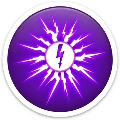 Combination of red blue lightening creating purple lightening in circle shape sticker