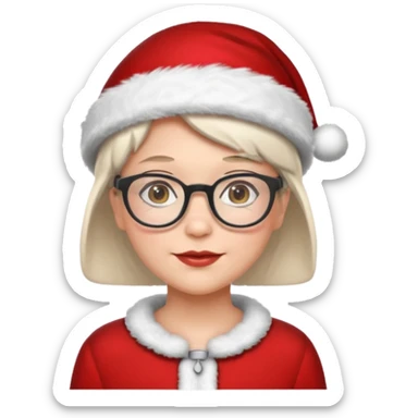 female Santa Claus with glasses whith short hair sticker