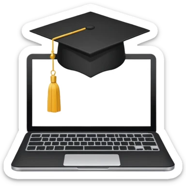 open laptop with graduation cap above it sticker
