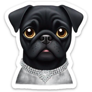 Black pug with rhinestone collar  sticker