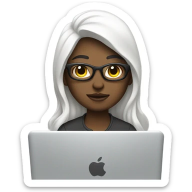 product designer white skin sitting with macbook sticker