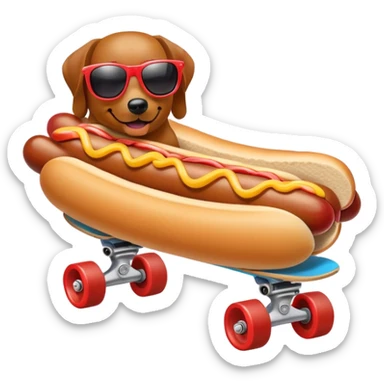Hot dog skateboarding sticker