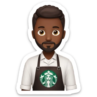 A Starbucks Barista with Black Coffee Master Apron. Boy has trimmed Beard Black sticker