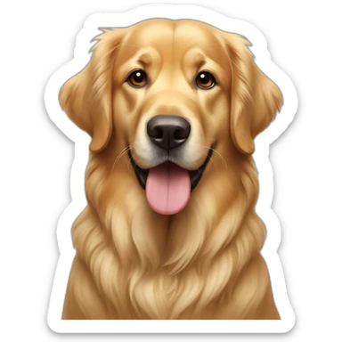 Un Golden retriver con una lata de pintura sticker