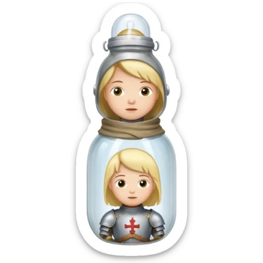 Jeanne d’arc en armure médiévale en enfermée dans un biberon  sticker