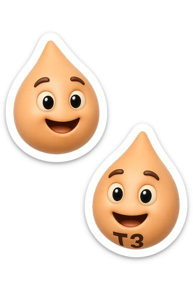 EMOJI STILE IPHONE 3D DI ormoni tiroidei che fluttuano in aria, iperrealistico 4k sticker