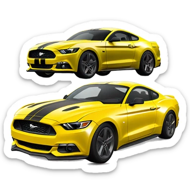 Create me an emoji of a 2015 Mustang GT, yellow with tinted windows and windshield. black wheels. No stripes sticker