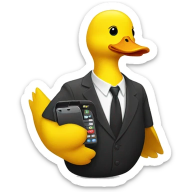 yellow duck holding a cellphone sticker