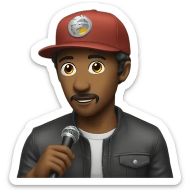 Stand Up actor with microphone in a cap sticker