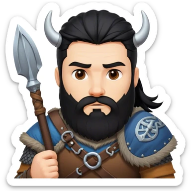 vikingo con el pelo negro y barba frondosa   sticker