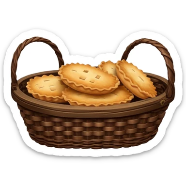 Dark Brown wicker basket with oval pies sticker
