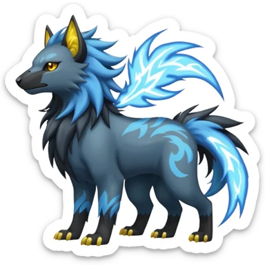Storm-Grey Cloud-Swirled Heavy-Maned Thunder-Marked Electric Luxray-Manectric-hybrid-creature (full body) sticker