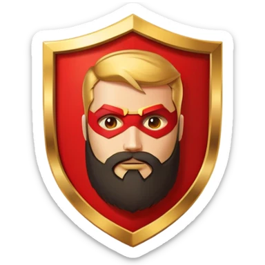 superhero logo with letter B and beard silhouette, shield emblem sticker