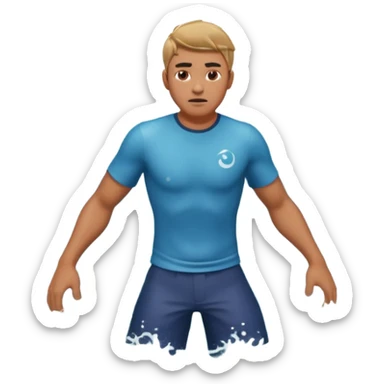 man standing in ocean waves, water splashing around him, determined expression, dynamic sea motion, cinematic ocean vibe, 3D cartoon style, mobile game icon style, clean background, no text, no watermark
  sticker