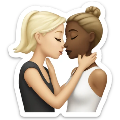 a white blonde girl kissing her white brunette girlfriend sticker