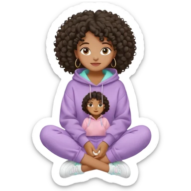 Black girl, clean girl aesthetic, 4C curly hair in a puff, pastel hoodie, white sneakers, minimal jewelry, soft smile, cozy vibe, bright colors, Apple-style emoji  meditando corpo inteiro sticker