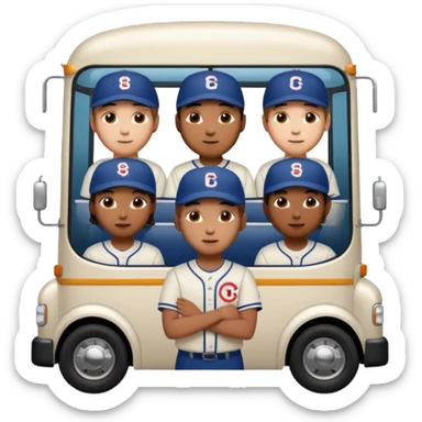 autobus de equipo llevando a egnte de basebal  y un chofer sticker