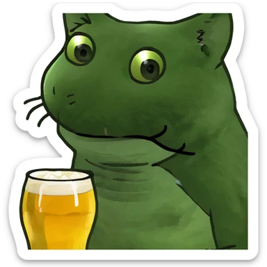 Tired on a beach and a beer with a kitten  sticker