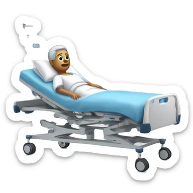 white patient in hospital bed sticker