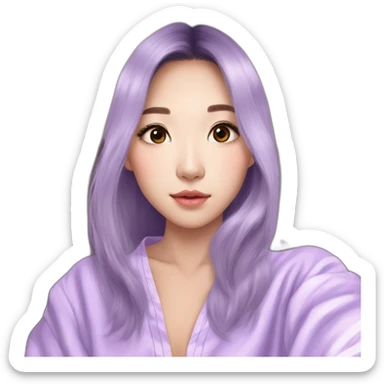 Vlogging Asian cutie aesthetic k in lilac pajamas sticker
