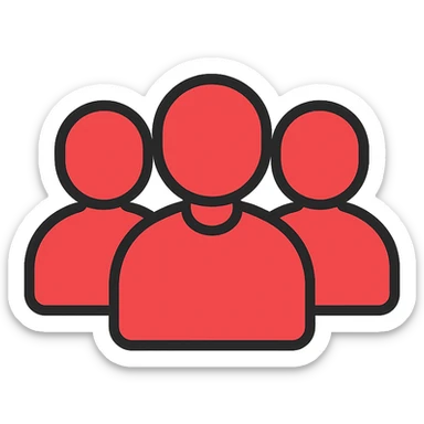 3 red faceless people standing side by side sticker