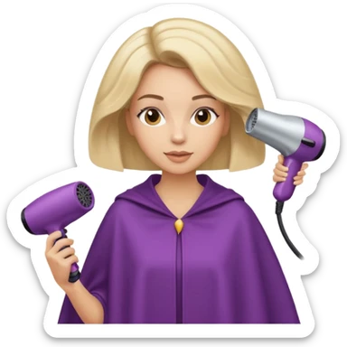 chica en la peluqueria con un secador en la cabeza y leyendo una revista sticker