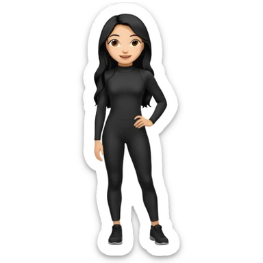 Make a lightskin Hispanic girl with long black hair. Wearing an all black tight jumpsuit  sticker