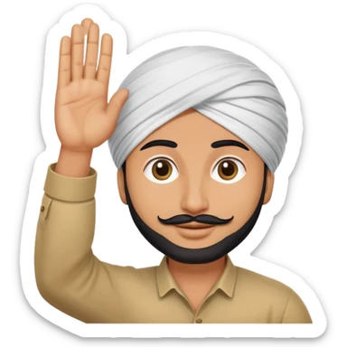 punjabi guy withturban waving both h sticker