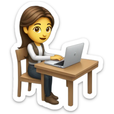 programmer girl with brown hair working with MacBook sticker