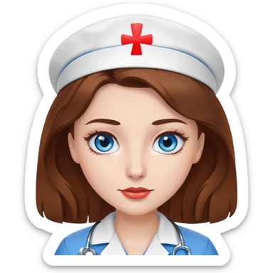 sexy nurse white skin brown hair blue eyes sticker