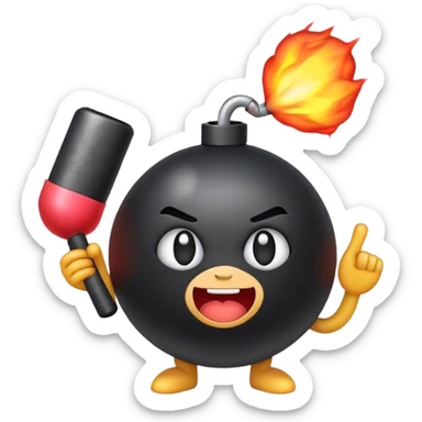 Cute emoji blushing and holding a bomb sticker