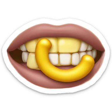 emoji face sucking a yellow bone sticker