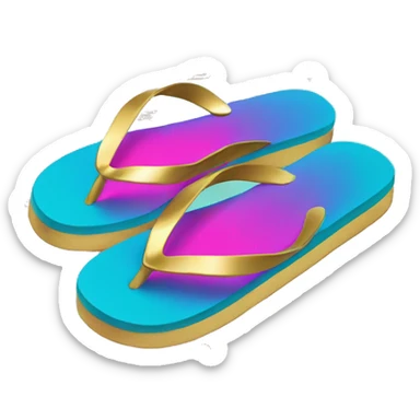 Realistic turquoise hot pink and gold metallic ombre flip flop. sticker