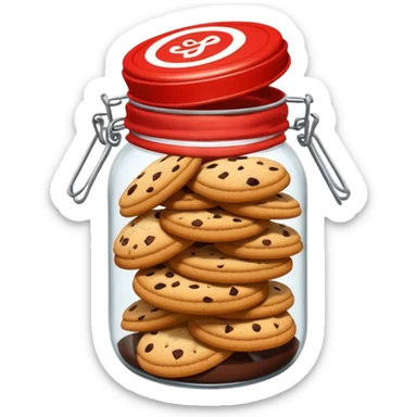 Haz un tarro de galletas y que en el interior contenga varias galletas que la base sea roja con pepitas de chocolate blanco sticker