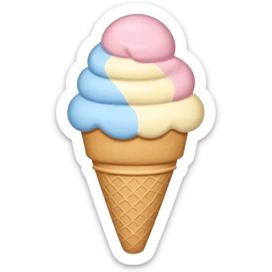 Cute ice cream emoji illustration, pastel flat style
Alice Blue, Naples Yellow, Powder Blue, Yale Blue color palette
Minimal, clean vector, soft rounded shapes, sticker-ready sticker