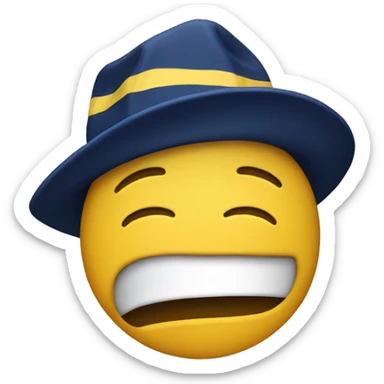 Crying face emoji wearing University of Michigan hat sticker