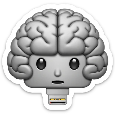 brain emoji with a low battery logo sticker