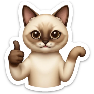 A siamese cat with her tumbs up sticker