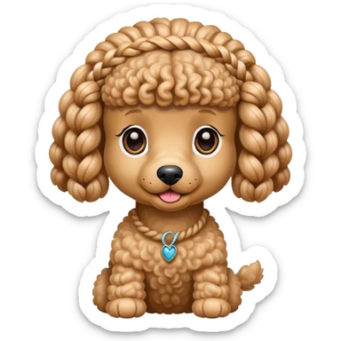 Miniature poodle with braids on its head sticker