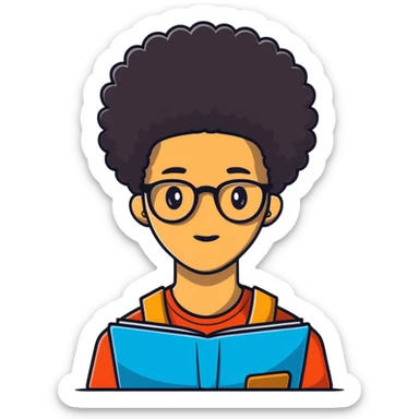 light skin nerd with afro sticker